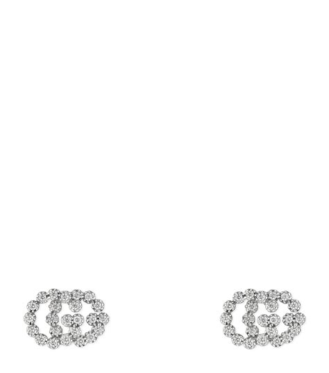 GG Running stud earrings in white gold 